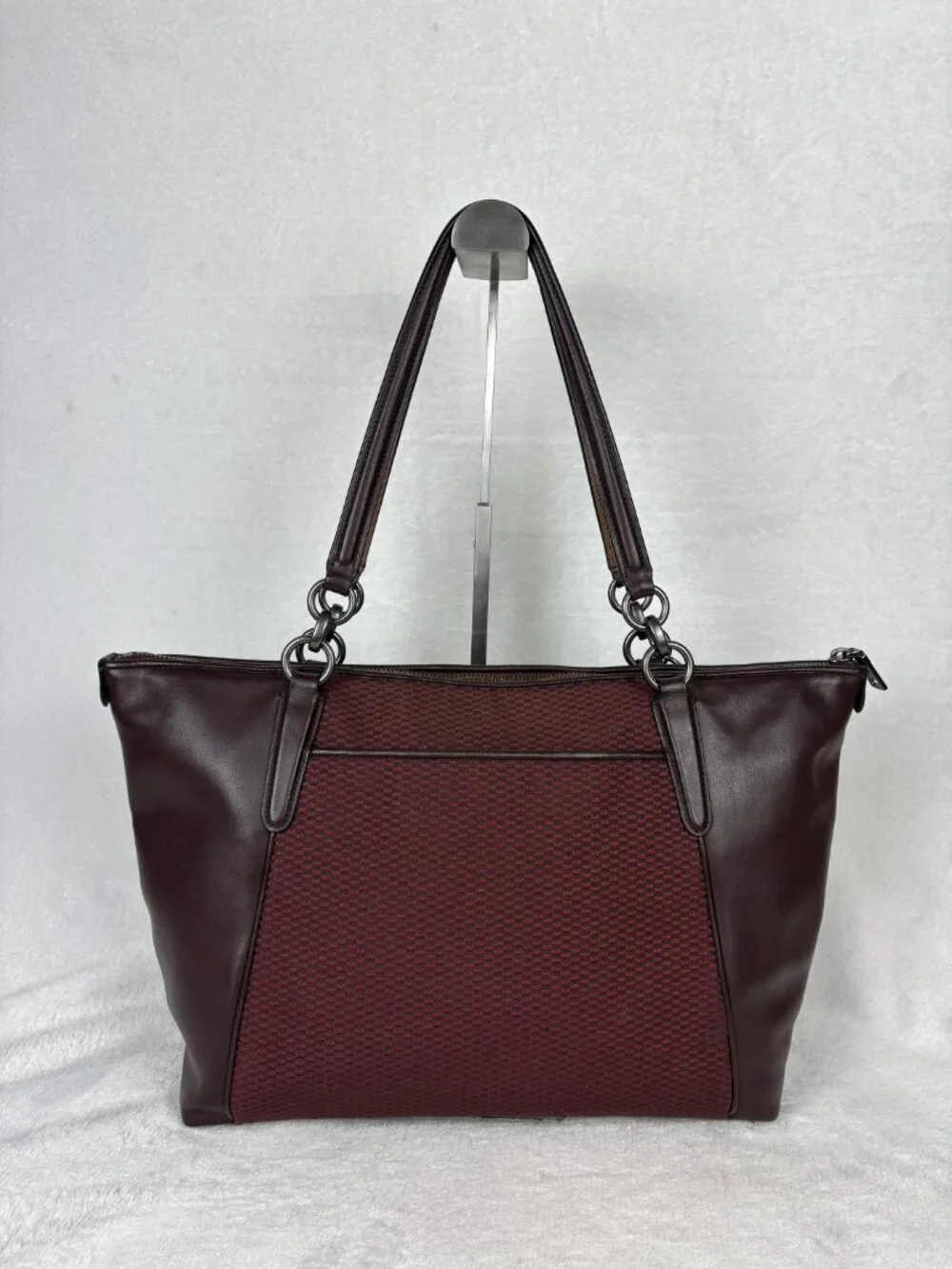 Coach Legacy Exploded Jacquard Ava Tote in Oxblood Colorway